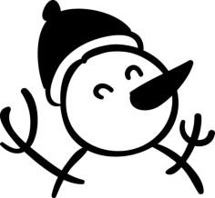 Happy Snowman Engraving Svg Design, Free Vectors File